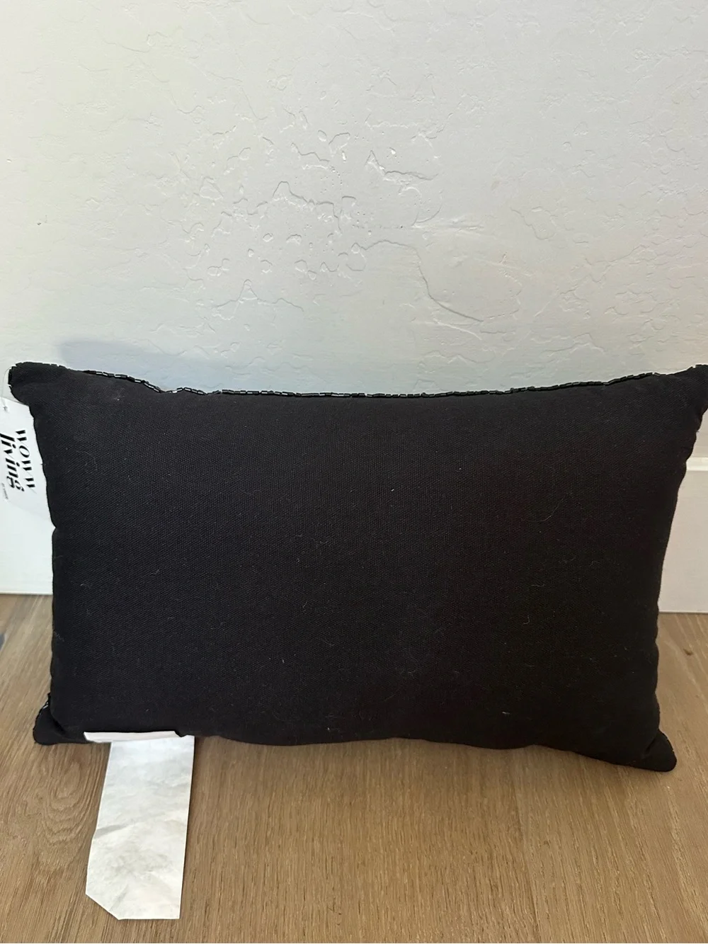 NWT WOWW Living Beaded “BOO” Spider Web Halloween Lumbar Pillow Black Orange